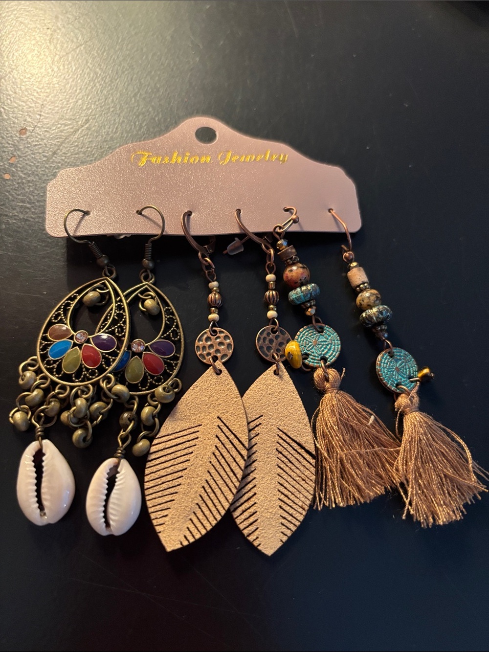 📿 SET OF 3 Dangle Earrings 📿 - Picture 2 of 3